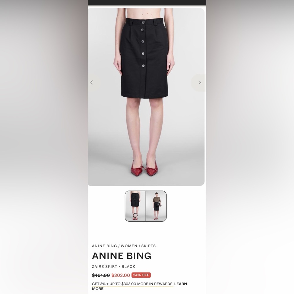 Anine Bing Zaire skirt new with tags XS black